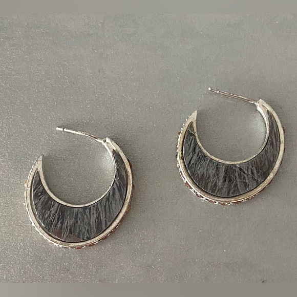 Kenneth Cole Crescent Hoop Earrings with Crystal Accents - Picture 5 of 8